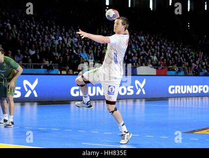 Nantes, Frankreich. 17. Januar 2017. Sander Sagosen von Norwegen während der Norwegen gegen Brasilien Herren Handball Meisterschaft match in Nantes. Bildnachweis: Laurent Lairys/Agence Locevaphotos/Alamy Live-Nachrichten Stockfoto