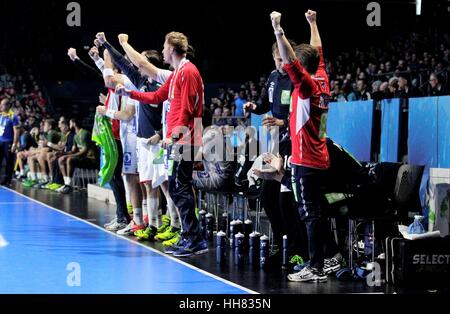 Nantes, Frankreich. 17. Januar 2017. Team von Norwegen während der Norwegen gegen Brasilien Herren Handball Meisterschaft match in Nantes. Bildnachweis: Laurent Lairys/Agence Locevaphotos/Alamy Live-Nachrichten Stockfoto