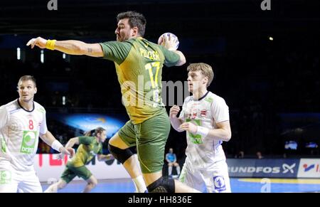 Nantes, Frankreich. 17. Januar 2017. Alessandro Pozzer von Brasilien während der Norwegen gegen Brasilien Herren Handball Meisterschaft match in Nantes. Bildnachweis: Laurent Lairys/Agence Locevaphotos/Alamy Live-Nachrichten Stockfoto