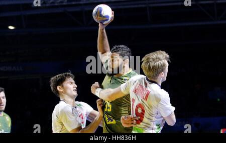 Nantes, Frankreich. 17. Januar 2017. Thiago Ponciano von Brasilien während der Norwegen gegen Brasilien Herren Handball Meisterschaft match in Nantes. Bildnachweis: Laurent Lairys/Agence Locevaphotos/Alamy Live-Nachrichten Stockfoto