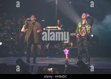 Hong Kong, China. 17. Januar 2017. Jay Chou hält das unbesiegbare Konzert in Hong Kong. Bildnachweis: TopPhoto/Alamy Live-Nachrichten Stockfoto