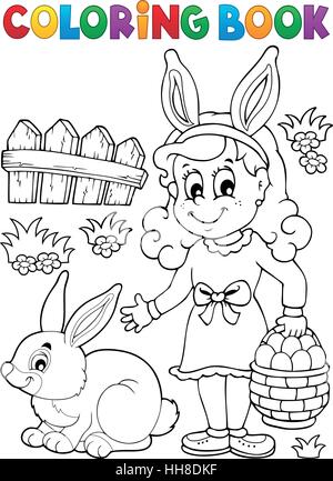 Coloring Book Ostern Thema Bild 2 - eps10-Vektor-Illustration. Stock Vektor