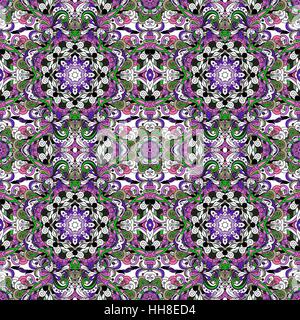 Reich mit satten Farben, schöne mittelalterliche Ornament. Nahtlose floralen Muster der kreisförmigen floralen Elementen. Vektor-Design von Mandalas.  Vorlage für Schal, Bettwäsche, Textilien, Teppiche, Kissen. Stock Vektor