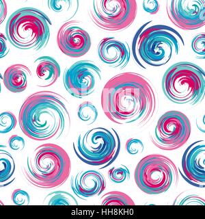 Wirbel gezogen nahtlose wirbeln Muster. Trockenen Pinsel Doodle Abbildung. Abstraktes Vektor Hintergrund. Nahtlose Hintergrund mit Grunge Pinsel Kreisen. Grunge-Spirale-Textur für Ihr Design. Stock Vektor