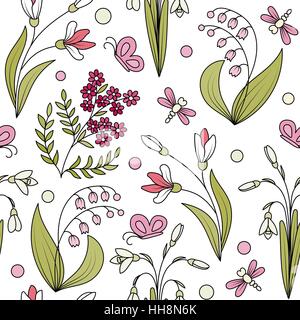 nahtlose Muster von Frühlingsblumen Stock Vektor
