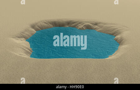 Oase in der Wüste Emty. 3D-Rendering Stockfoto