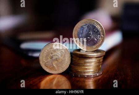 Wert des britischen Pfund gegenüber dem Euro - EU-Austritt Abstimmung verlassen Stockfoto