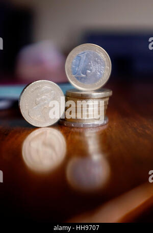 Wert des britischen Pfund gegenüber dem Euro - EU-Austritt Abstimmung verlassen Stockfoto