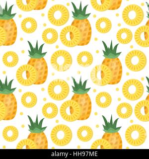 Ananas-Musterdesign. Ananas Scheiben endlosen Hintergrund Textur. Früchte. Vektor-illustration Stock Vektor