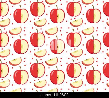 Nahtlose Muster Äpfel. Red Apple endlosen Hintergrund Textur. Früchte. Vektor-Illustration. Stock Vektor