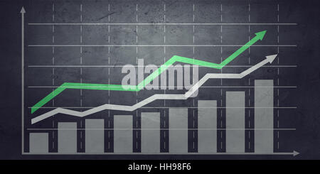 Hintergrundbild mit Dynamik von Diagrammen und Graphen Stockfoto