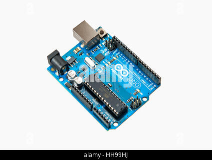 San Pellegrino Terme, Italien - 13. Januar 2013: Arduino ist eine Open-Source Elektronikplattform basierend auf einfach zu bedienende Hard- und Software. Stockfoto