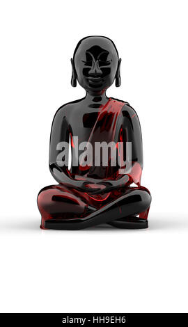 Buddha-Statue gemacht von Glas - schwarz-rot Stockfoto