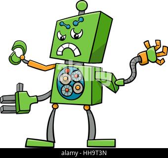 Cartoon-Illustration der Roboter Science-Fiction oder Fantasy Charakter Stock Vektor