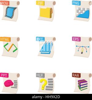 Typen Symbole Dokumentenmappe, Cartoon-Stil Stock Vektor