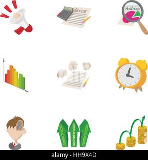 Business Analyst Icons set, cartoon-Stil Stock Vektor