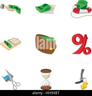 Finanzen-Symbole-Set, Cartoon-Stil Stock Vektor