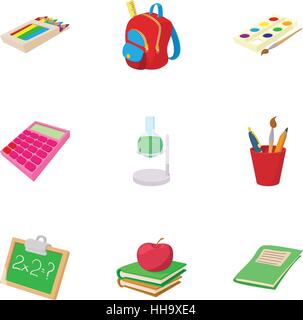 Bildung Icons Set, Cartoon-Stil Stock Vektor