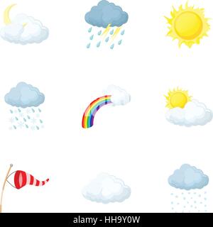 Wetter draußen Icons set, cartoon-Stil Stock Vektor