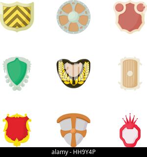 Shield Icons Set, Cartoon-Stil Stock Vektor