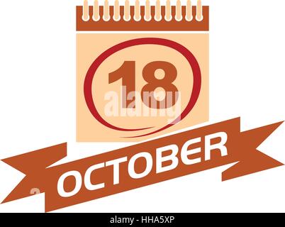 18 Oktober Kalender mit Band Stock Vektor
