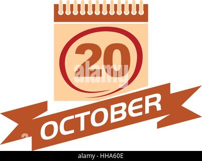 20 Oktober Kalender mit Band Stock Vektor