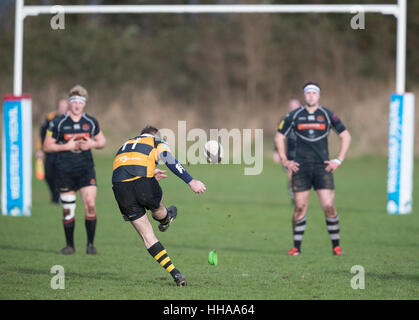 Sherborne RFC 1st XV Vs Marlborough RFC 1st XV Samstag, 14. Januar 2017 - Sherborne, Dorset, England. Stockfoto