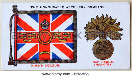 Die Honourable Artillery Company Regiments Standard und Kappe Abzeichen Stockfoto