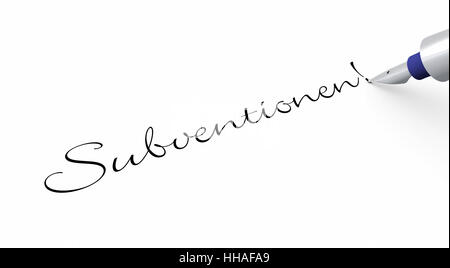 Stift-Konzept - Subventionen! Stockfoto