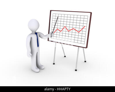 Geschäftsmann zeigt 3D-Diagramm Stockfoto