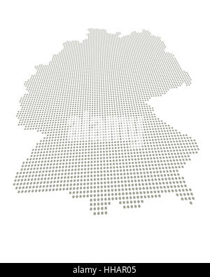 perspektivisch verzerrte Karte von Deutschland mit Dot-matrix Stockfoto