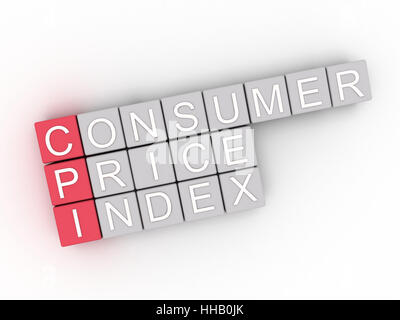 3D CPI (Consumer Price Index) Word cloud-Konzept Stockfoto