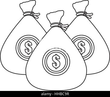 Taschen mit Geld-Symbol auf weißem Hintergrund. Vektor-illustration Stock Vektor