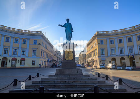 Statue von Herzog Richelieu auf Strandpromenade Odessa, Ukraine. Stockfoto