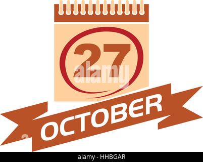27 Oktober Kalender mit Band Stock Vektor