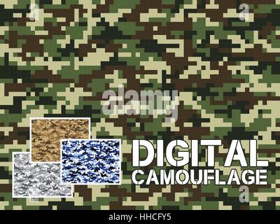 Vier verschiedenen Farben digital militärische Tarnmuster für Hintergrund, Bekleidung, Textil-Bekleidung, Wallpaper || Sehr einfach zu verwenden, klicken Sie einfach die cam Stock Vektor