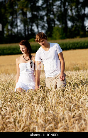 glücklich verliebten Paar im Kornfeld im Sommer im freien Stockfoto