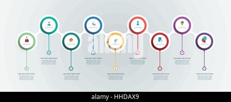 Vektor Infografik timeline Design Template mit 3D-Papier Etikett, Integrierte Kreise Hintergrund. Leerzeichen für Inhalt, Business, Infografik Stock Vektor