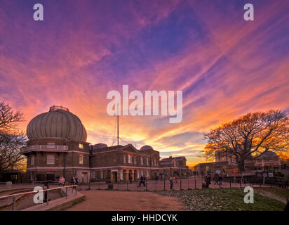 Royal Greenwich Observatory und große Equatorial Teleskop. Stockfoto