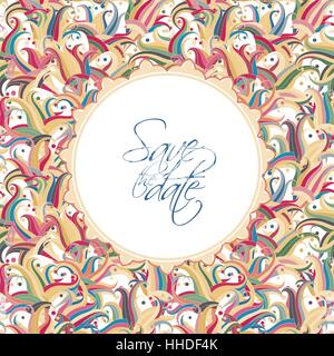 Vektor-Kartenvorlage. Kreative Fantasie Hintergrund. Doodle-Ornament auf weißem Hintergrund. Rosa-Version. Einladungskarte, Grußkarte oder Buchcover. Stock Vektor