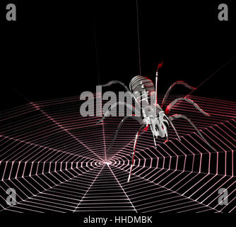 Metall Spinne und Spinnennetz Stockfoto