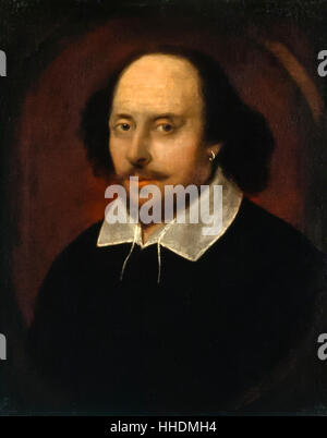 William Shakespeare (1564-1616), Ölgemälde zugeschrieben John Taylor (c.1585-1651), malte ca. 1610. Stockfoto