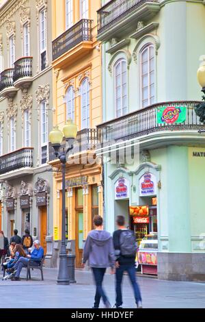 Calle Triana Shopping Street, Stadtteil Triana, Las Palmas de Gran Canaria, Gran Canaria, Kanarische Inseln, Spanien, Atlantik Stockfoto