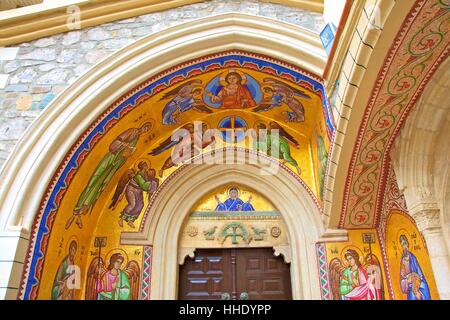 Mosaik Darstellung der Vigin Mary Kykkos Kloster Kykkos, Troodos, Zypern, Östliches Mittelmeer Stockfoto