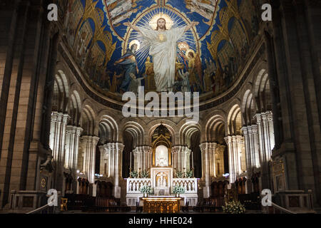 Innenraum der Basilika des Heiligen Herzens von Paris, Frankreich Stockfoto