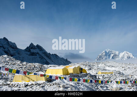 Everest Base Camp am Ende des Khumbu-Gletschers liegt bei 5350m, Khumbu-Region, Nepal Stockfoto