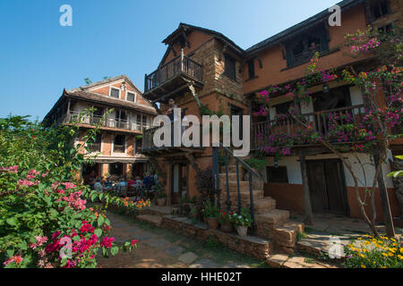Einem historischen Newari Bauernhaus im traditionellen Dorf von Nuwakot, Langtang Region, Nepal Stockfoto
