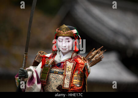 Kriegerin während des Jidai-Festivals, Kyoto, Japan Stockfoto