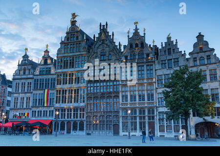 Guild Häuser im Hauptmarkt, Antwerpen, Flandern, Belgien Stockfoto