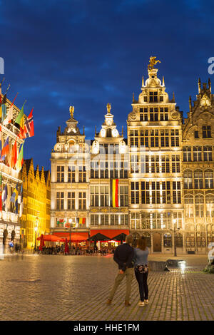 Guild Häuser im Hauptmarkt, Antwerpen, Flandern, Belgien Stockfoto